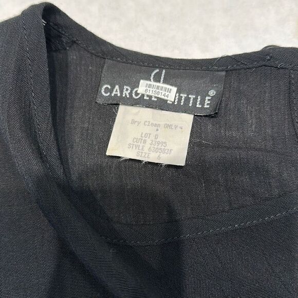 Vtg Carole Little Crinkle Top Black Dolman Sleeve Shell Casual Blouse Sz 6 - Picture 5 of 7